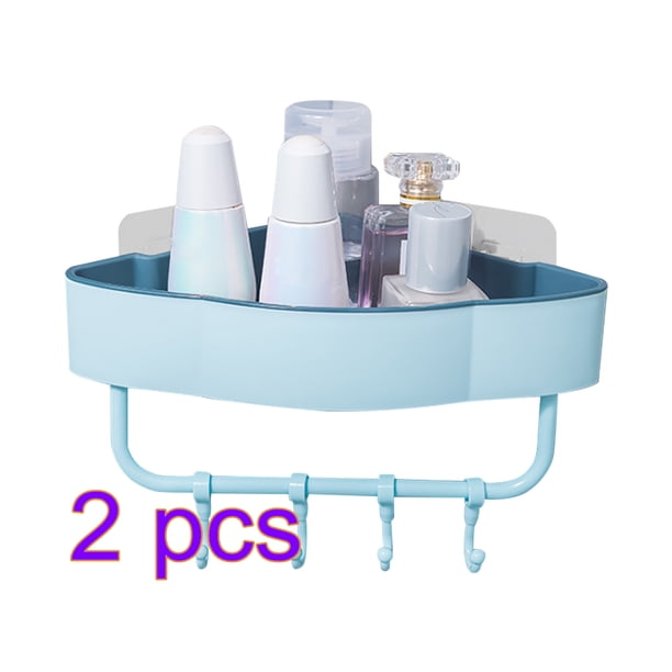 Estante de almacenamiento montado en la pared, baño, inodoro, esquina, ducha, estante, canasta de drenaje de cocina, con ganchos Eigraketly HA000958-02B*2