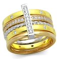 thumbnail image 1 of Women Rhodium & Gold & Rose Gold 925 Sterling Silver Ring with AAA Grade CZ in Clear - Size 8, 1 of 1