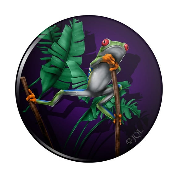 South American Tree Frog Hanging Out Pinback Button Pin