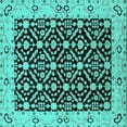 thumbnail image 1 of Ahgly Company Machine Washable Indoor Square Oriental Turquoise Blue Traditional Area Rugs, 8' Square, 1 of 4