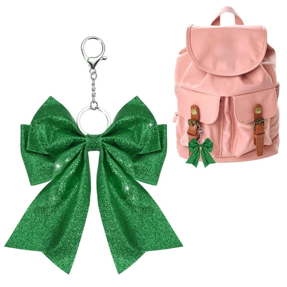 Uxcell Cheer Bow Keychain Bulk, 6.7"x4.9" Cheerleader Gifts for Women Girls Team Sports & Events Green