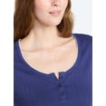 thumbnail image 4 of Joyspun Women’s Pointelle Knit Sleepwear Henley Tee with Short Sleeves, Sizes XS-3X, 4 of 5