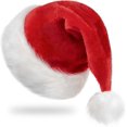 thumbnail image 1 of Christmas Hat, Santa Hat, Christmas Hat for Adults, Classic Velvet Santa Hat, Unisex, 1 of 5
