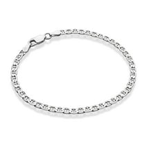 Miabella 925 Sterling Silver Italian 3mm, 4mm Solid Mariner Link Chain Bracelet for Men Women, Made in Italy (3mm - Length 7 Inches (Small))