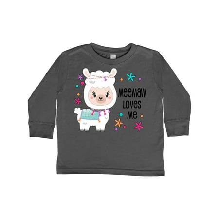 

Inktastic Meemaw Loves Me- cute and happy llama Gift Toddler Boy or Toddler Girl Long Sleeve T-Shirt