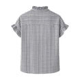 thumbnail image 4 of Graphic Tees for Women French Style Summer Plaid Short Sleeve Tennis Blouse with Ruffled Collar for Women Casual Tee for Everyday Wear Gray M, 4 of 5