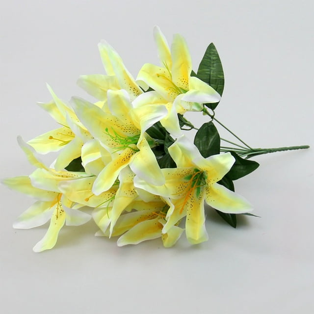 Ruiboury Silk Artificial Flower Artificial Flowers For Decoration Artificial Flower For Wedding Decoration yellow 1Set