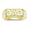 thumbnail image 1 of RYLOS Yellow Gold Plated Silver Classic Designer DAD Ring, embellished with  Diamonds. Explore our exclusive collection of Men's Silver Rings,  Size 9, 1 of 6