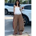 thumbnail image 6 of Women's Polka Dot Print Wide Leg Pants Brown S, 6 of 10