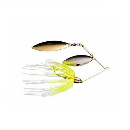 0.375 oz Gold Frame Double Willow Spinnerbait Fishing Lure White Chartreuse