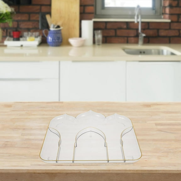 GOOHOCHY Elegant Clear Plastic Plates with Gold Trim for Party Versatile Decorative Dinner Plates Multi 7 Inch