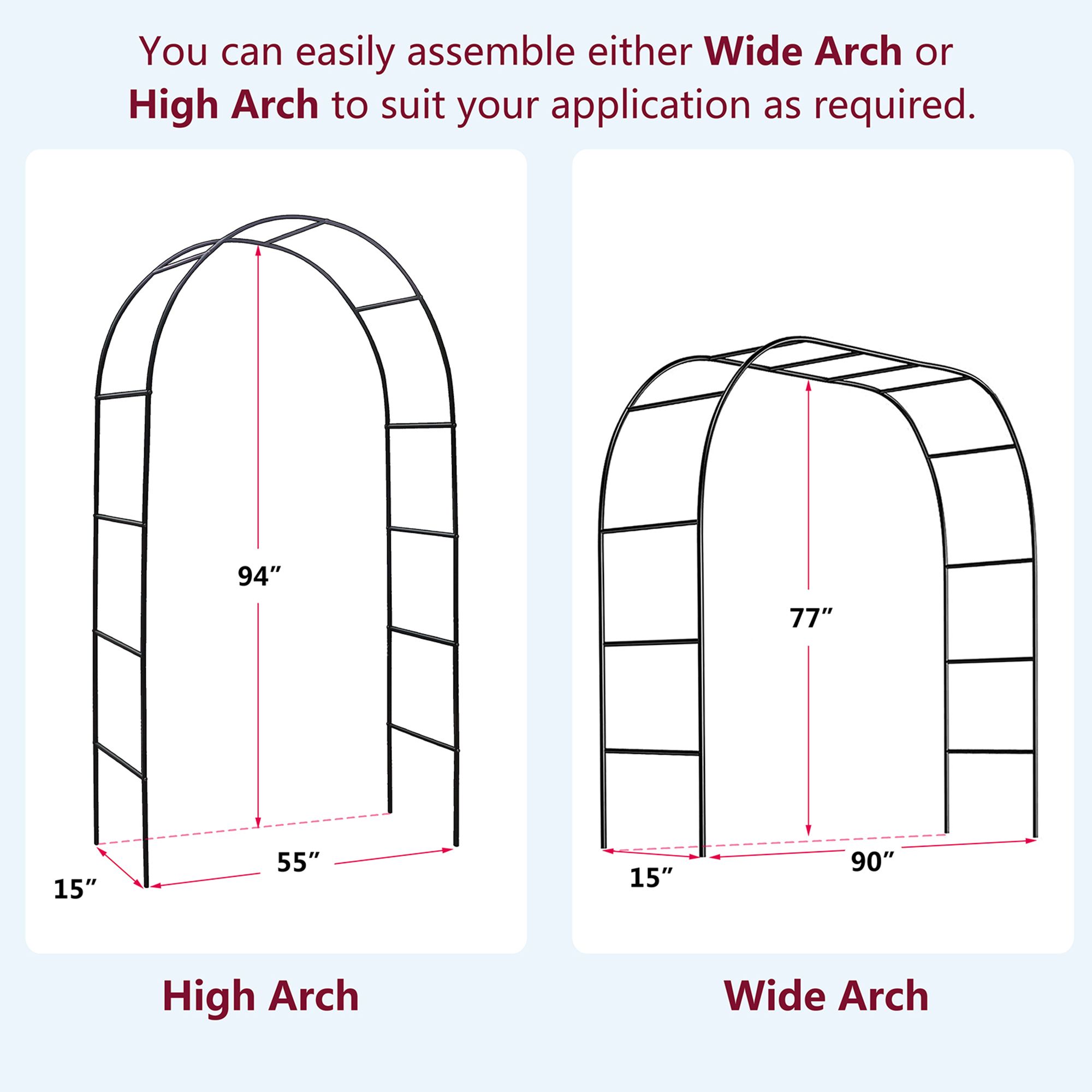 Metal Garden Arch Trellis, Wedding Arch, Adjustable Arbor Trellis for Garden Climbing Plants Support or Wedding Decor, 78"H x 45"W