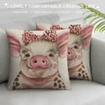 thumbnail image 3 of Qinduosi Pig Pillows Decorative Pillow Case Farm Animal Funny Cute Wearing Throw Pillow Cover Square Cushion Accent Linen Home Inch Pink, 3 of 5