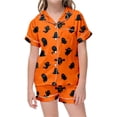 thumbnail image 3 of Elegyee Girls Halloween PJs Short Sleeve Button Down Shirt and Shorts Pajamas(2-13 Years), 3 of 3