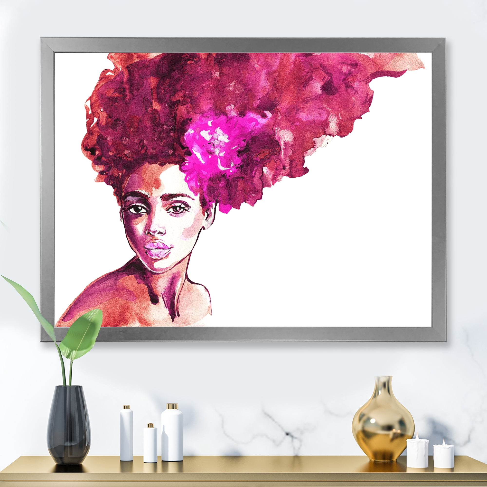 Designart 'Portrait of Afro American Woman VI' Modern Framed Art Print
