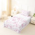 thumbnail image 3 of Manfei Kawaii Dachshund Twin Sheets, Simple Bone Print Bedding, White Magenta, 3-Piece, 1 Flat Sheet, 1 Fitted Sheet and 1 Pillowcase, 3 of 6