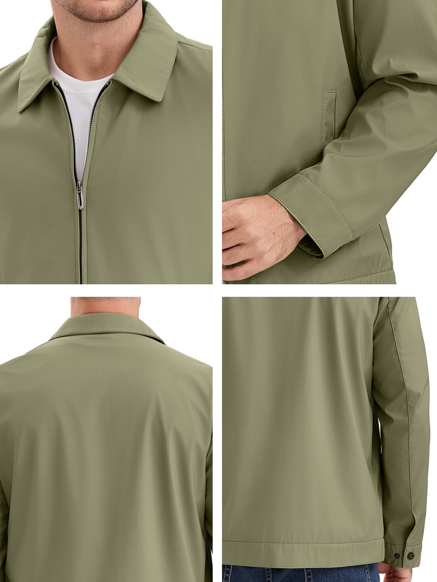 DARING DIVA Men's Long Sleeve Full Zip Up Lapel Solid Lined Jacket M Khaki