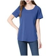 thumbnail image 4 of SGFCWSX Women Maternity Nursing Tops, Shorts Sleeve Solid Color Crew Neck Breastfeeding Shirts Blouse Blue XXXL, 4 of 6