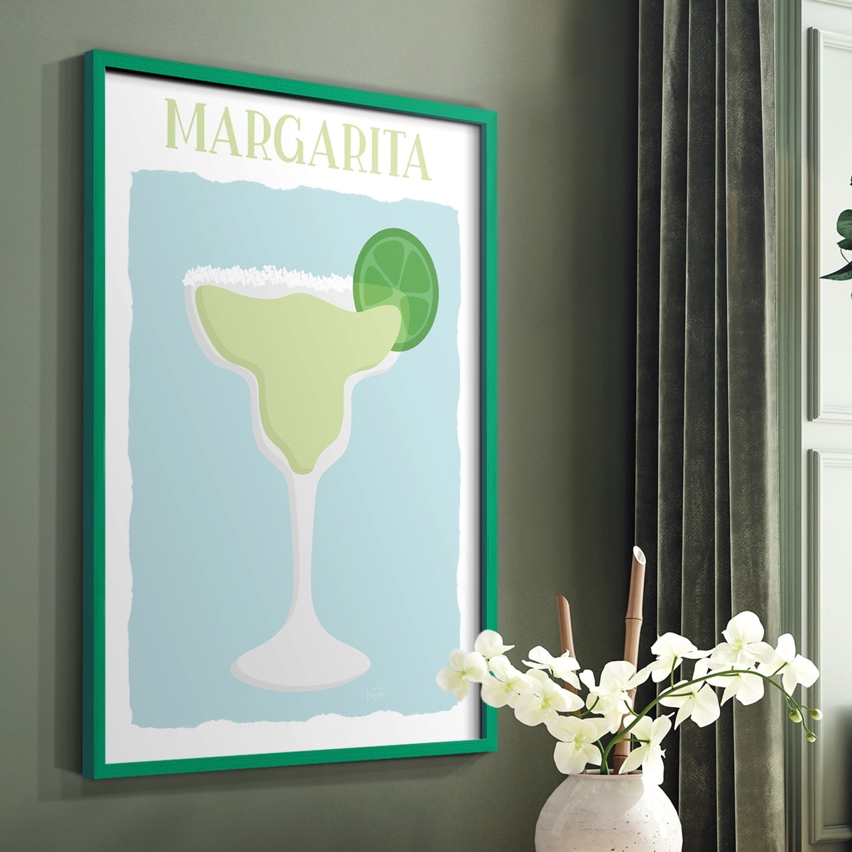 Margarita in Green Solid Wood 11 x 14 Framed Print