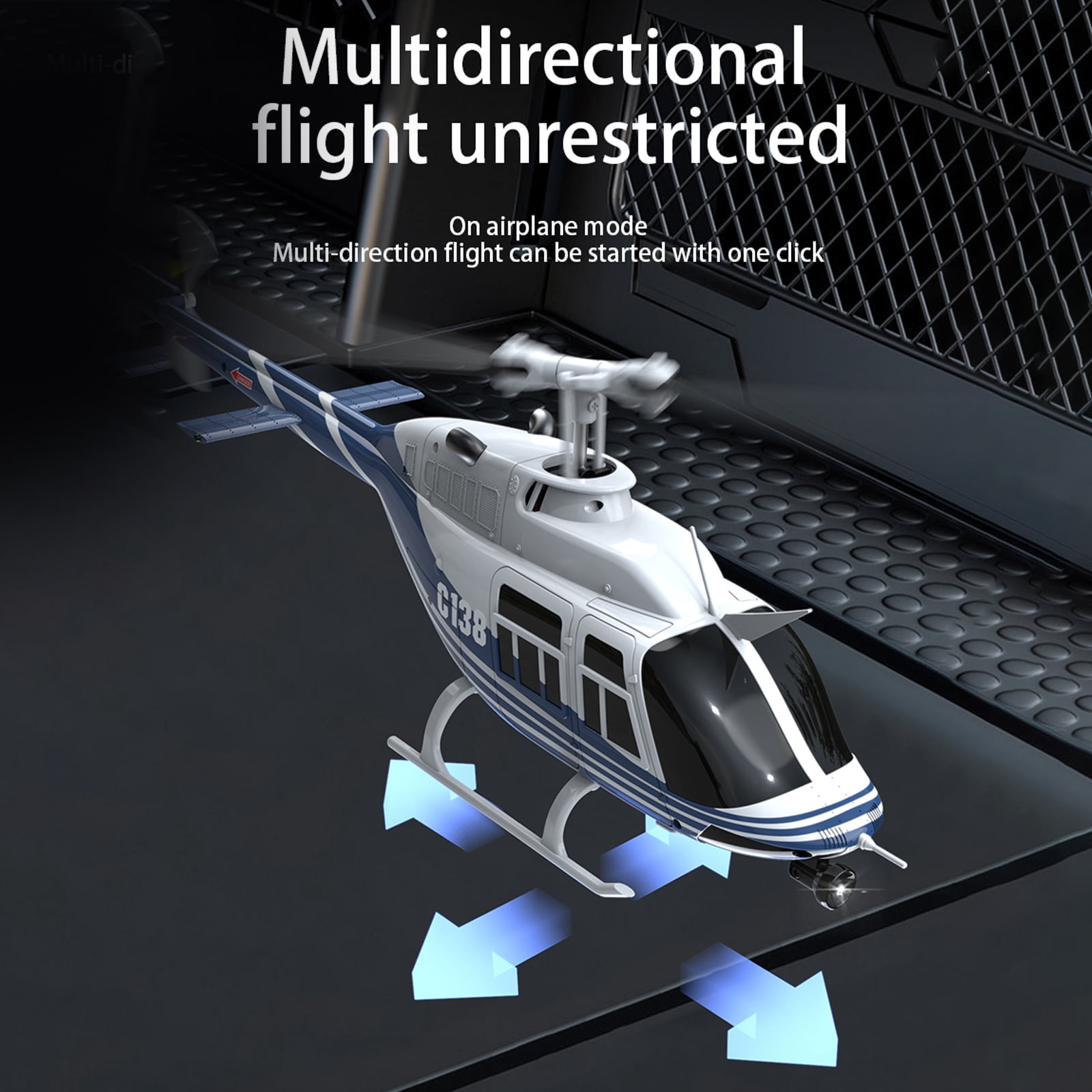 Model aircraft,C138 Bell206 Helicopter Propeller Free Remote Helicopter Stabilization Aircraft One Helicopter 1 33 Optical One Click Roll Click Roll Takeoff 1 33 Scale Red 1 battery