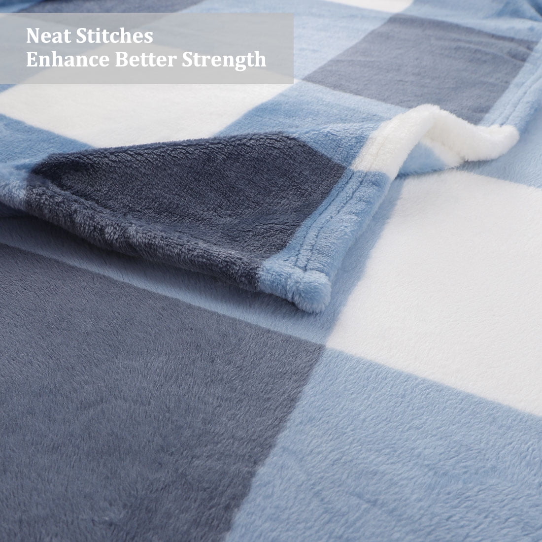Unique Bargains Plaid Microfiber Plush Lightweight Throw