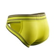 thumbnail image 4 of NoxwB Men's Ice Silk Thin Dual String Cheeky Briefs Sexy Low Rise Enhanced Bulge Pouch Underpants Casual Breathable Underwear Yellow 2XL, 4 of 4
