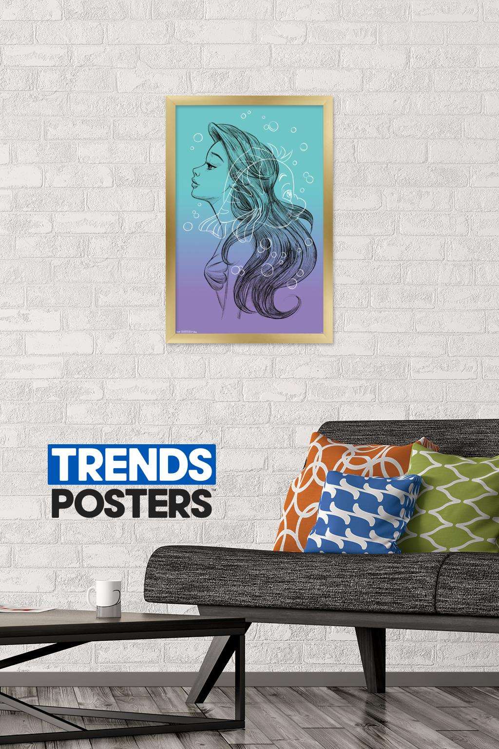 Disney The Little Mermaid - Sketch Wall Poster, 14.725" x 22.375", Framed