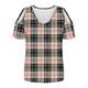 thumbnail image 4 of Puntoco Liquidación de blusas cortas para mujer, blusas estampadas para mujer, blusas de manga corta con escote en V y hombros descubiertos, blusas de moda, 4 of 5