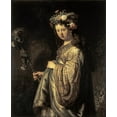 thumbnail image 2 of Rembrandt Van Rijn,  26x31 Gold Ornate Wood Framed with Double Matting Museum Art Print Titled - Saskia As Flora, 2 of 4