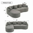 thumbnail image 2 of Newest Full Compression Sponge L-Shape Sectional Sofa with Curved Chaise, Gray Modular Chenille Couch, 30D High-Density for Apartment Living Room.900 lbs., 2 of 7