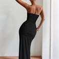 thumbnail image 6 of Women'S Evening Gown Waist Tie Slim Fit Ribbon Strapless Dress Elegant Formal Party Maxi Cocktail Black S, 6 of 9