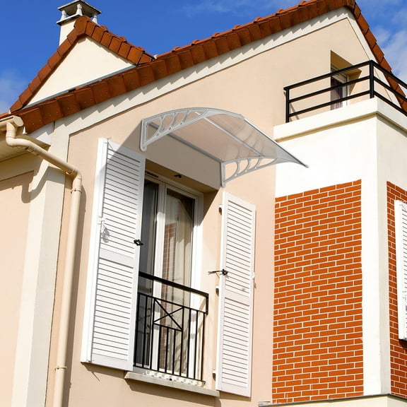 Zimtown 39" x 29" Patio Window and Front Door Awning Brown Board & White Holder