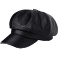 thumbnail image 6 of CoCopeaunts Solid Color Newsboy Cap Adjustable Faux Leather Octagonal Cap Female Short Brim Beret Hat Autumn Winter Hats, 6 of 7
