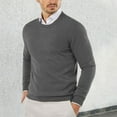 thumbnail image 2 of Sweaters for Men - Autumn Winter Smooth Comfortable Lightweight Drapey Soft Skin - Friendly Textured Slim Fit Round Neck Long Sleeve Sweater Jacket, Daily Casual Wear, Men's Clothing, 2 of 8