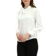 thumbnail image 4 of INSPIRE CHIC Women's Elegant Satin Shirt Bow Tie Office Work Blouses Tops, 4 of 6