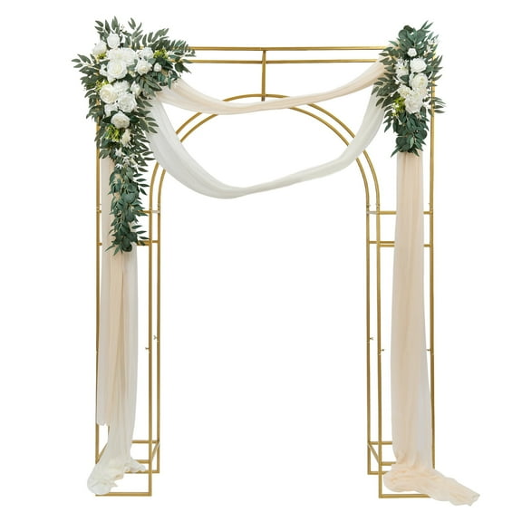Wedding Arch Backdrop Stand, Gold Metal Wedding Arches, Classic Garden Arbor Frame for Birthday Party Background Decoration (5.91*8.2ft)