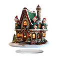 thumbnail image 1 of Pueblo navideño, pueblo invernal, edificio 2D, decoración, manualidades, exhibición de escritorio, Navidad E, 1 of 9