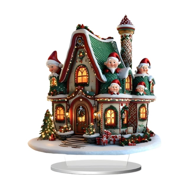 Pueblo navideño, pueblo invernal, edificio 2D, decoración, manualidades, exhibición de escritorio, Navidad E