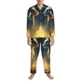 thumbnail image 3 of Salouo Firefly Forest Fox Print Button-Front Long Sleeve Pajama Set for Men, Soft 2Pjs Men's Long Sleeve Sleepwear-Large, 3 of 7