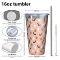thumbnail image 4 of 16oz Tumblers Pastel Halloween Ghosts Pattern Stainless Steel Vacuum Insulated Double Wall Travel Tumbler Cups Mug with Lid and Straw,Cleaning Brush for Coffee,Tea, 4 of 4