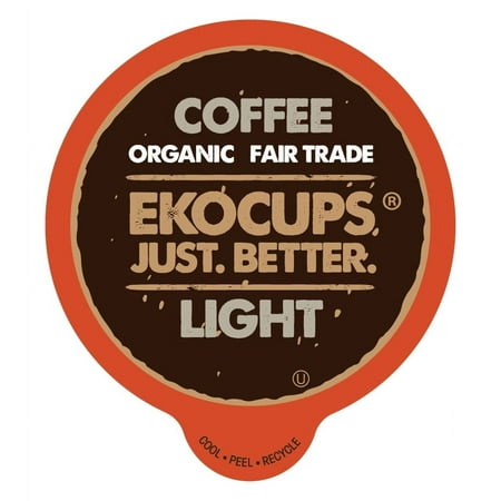 Expiration 07/2026))EkoCups  Artisan Organic Light Coffee in Recyclable Single Serve Cups  40 Ct