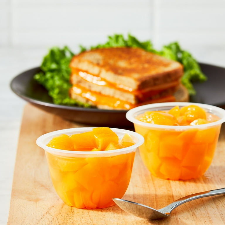 Great Value Diced Yellow Cling Peaches in Juice, 4 oz, 12 Pack