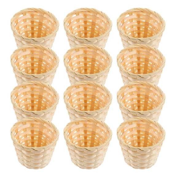 DECORNIJIA Desktop Woven Basket Storage Organizer Wood 12Pcs