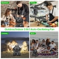 thumbnail image 7 of Rechargeable Camping Fan with LED Lantern, 20000mAh Auto-Oscillating Battery Operated Fan with Remote/Hook/Timer, 8" Portable Fan for Picnic, Fishing, Tent, RV, Jobsite, Power Outages, Hurricane, 7 of 7