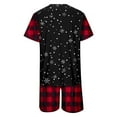 thumbnail image 2 of Tisuna Christmas Family Matching Set Reindeer Plaid Print Short Sleeve Crew Neck Homewear Loose Comfortable Dad Tops And Shorts Set Red Size M, 2 of 5
