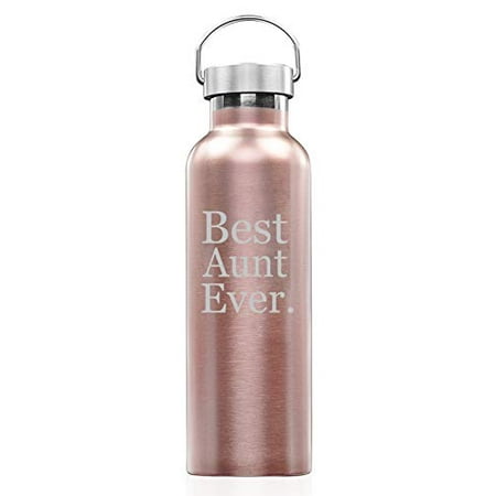 

Rose Gold Double Wall Vacuum Insulated Stainless Steel Tumbler Travel Mug Best Aunt Ever (25 oz Water Bottle)