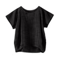 thumbnail image 6 of Helii Women's T Shirts Round Neck Short Sleeve Cotton Linen Casual Basic Tops Loose Breathable Blouses Fashion Travel Beach Vacation Outfits S-5XL Black, 6 of 6