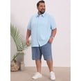 thumbnail image 2 of DARING DIVA Men's Big Tall Summer Casual Short Sleeve Button Down Shirts 4XL Light Blue, 2 of 7