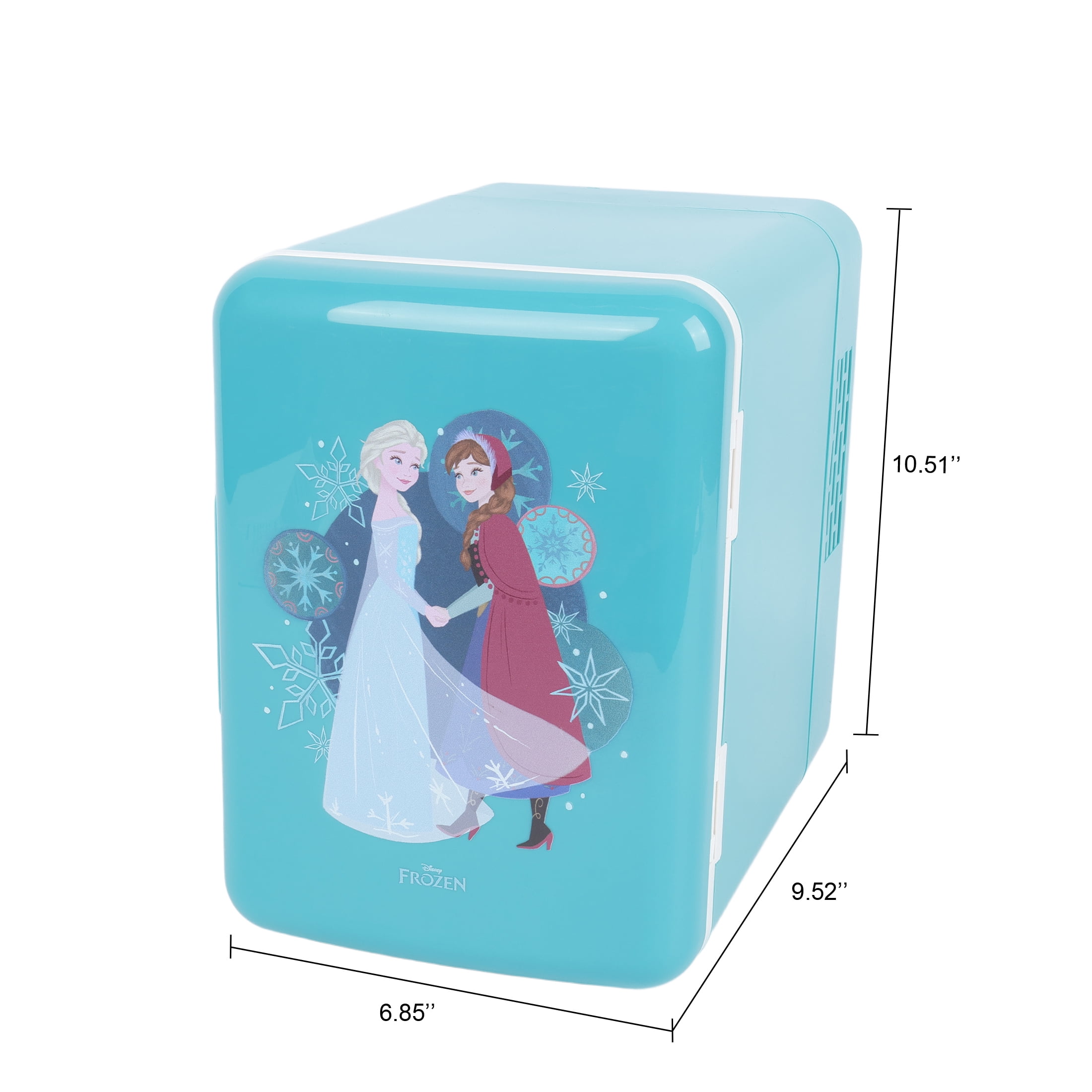 Disney Frozen Mini Fridge 4L 6 Can – Portable Cooler for Drinks, Skincare & Snacks, Kids Bedroom, Elsa & Anna Personal Refrigerator, Blue
