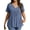 Dusty-Blue, variant on Fantaslook Plus Size Blouses for Women Pleated Button Short Sleeve Shirts Casual V Neck Tunic Tops